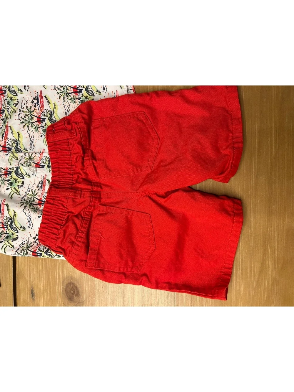 American Hawk Boys' Tropical Print Button-Up Shirt and Red Shorts Set Size 2T